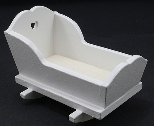 Dollhouse Miniature Cradle, White